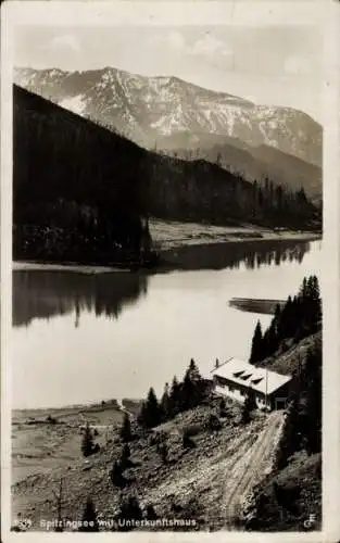 Ak Spitzingsee Schliersee in Oberbayern, Unterkunftshaus, Panorama