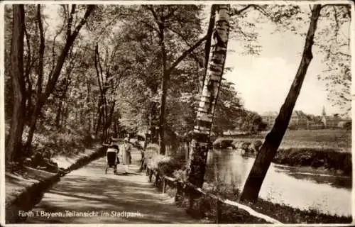 Ak Fürth in Mittelfranken Bayern, Teilansicht, Stadtpark