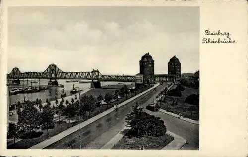 Ak Duisburg im Ruhrgebiet, Rheinbrücke