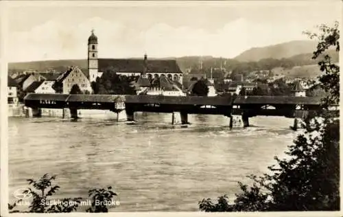 Ak Bad Säckingen am Hochrhein, Teilansicht, Kirche, Brücke