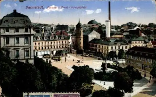 Ak Darmstadt in Hessen, Parade und Ernst Ludwigsplatz