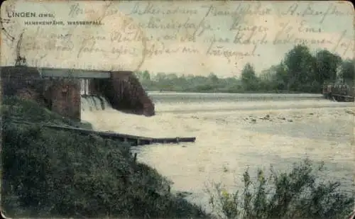 Ak Lingen im Emsland, Hanekenfähr, Wasserfall