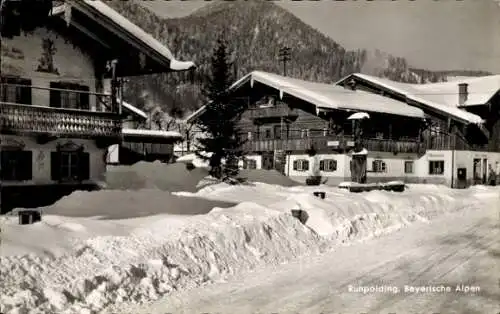 Ak Ruhpolding in Oberbayern, Teilansicht, Winteransicht