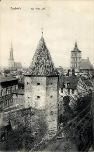 Ak Hansestadt Rostock, Teilansicht, Aus alter Zeit