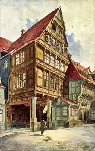 Künstler Ak Heyer, R., Hildesheim in Niedersachsen, Das Pfeilerhaus am Andreasplatz