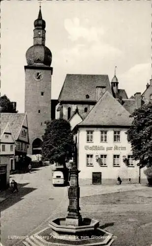 Ak Arnsberg Westfalen, Blick zum Glockenturm, Gasthaus zur Krim, Brunnen
