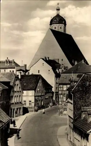 Ak Neustadt an der Orla, Straßenpartie mit Kirche