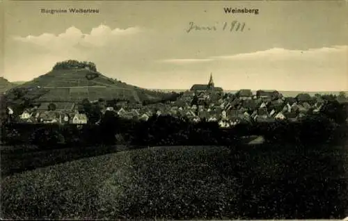 Ak Weinsberg im Kreis Heilbronn, Totalansicht, Burg Weibertreu, Ruine