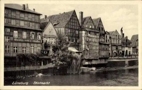 Ak Lüneburg, Stintmarkt, Fachwerkhäuser, Geschäftshaus Georg von Lödecke, Weinhandlung