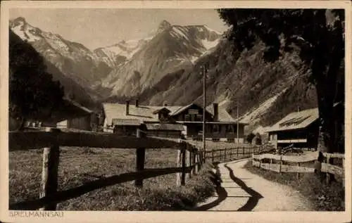 Ak Spielmannsau Oberstdorf im Oberallgäu, Teilansicht, Gebirge