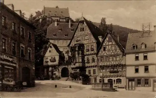 Ak Miltenberg am Main Unterfranken, Marktplatz in seiner jetzigen Gestalt, Fachwerkhäuser