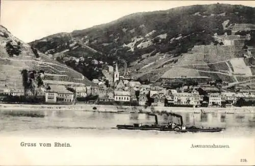 Ak Assmannshausen Rüdesheim am Rhein, Totalansicht