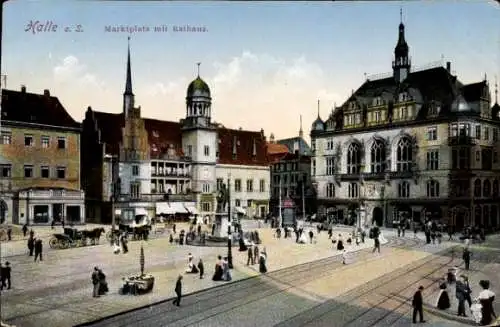 Ak Halle an der Saale, Marktplatz, Rathaus