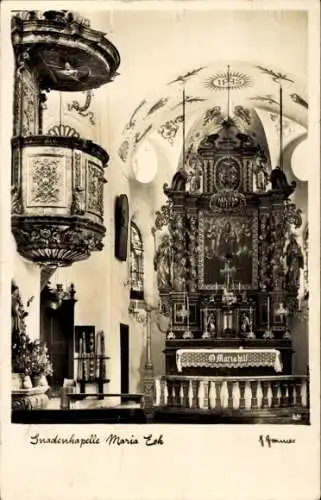 Ak Siegsdorf in Oberbayern, Kloster Maria Eck, Gnadenkapelle, Innenraum, Altar, Kanzel