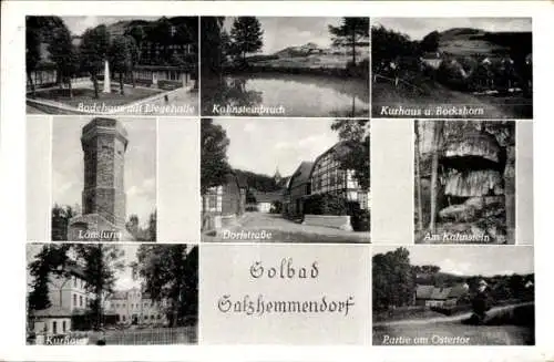 Ak Salzhemmendorf Niedersachsen, Kahnsteinbruch, Kurhaus. Bockshorn, Lönsturm, Ostertor, Badehaus