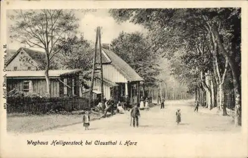 Ak Clausthal Zellerfeld im Oberharz, Weghaus Heiligenstock, Wald