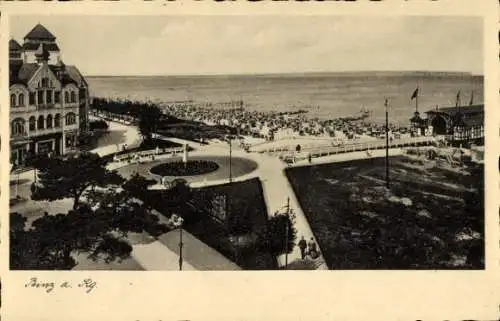 Ak Seebad Binz auf Rügen, Teilansicht, Promenade, Strand