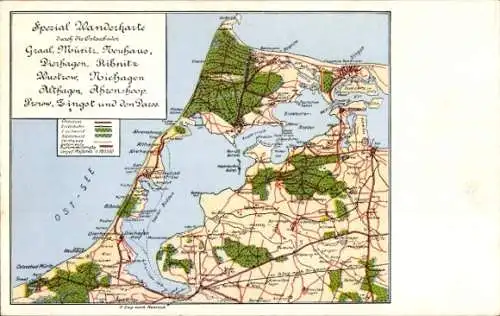 Landkarten Ak Ostseebad Graal Müritz, Spezial Wanderkarte durch die Ostseebäder