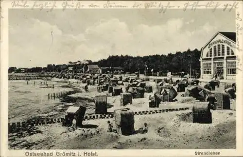 Ak Ostseebad Grömitz in Holstein, Strand, Strandhalle