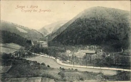 Ak Zorge Walkenried im Harz, Eingang des Zorgetals, Panorama