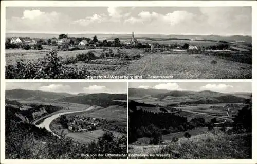 Ak Ottenstein Weserbergland, Gesamtansicht, Ottensteiner Hochebene, Wesertal