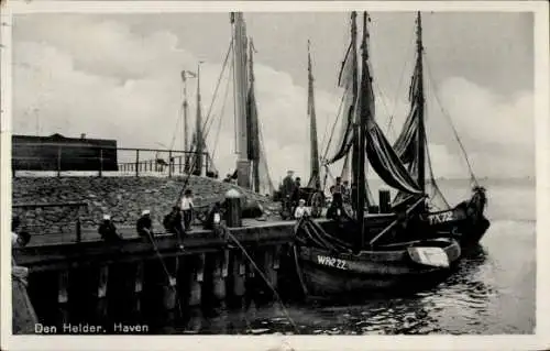 Ak Den Helder Nordholland Niederlande, Hafen, Boot Nr. WR222