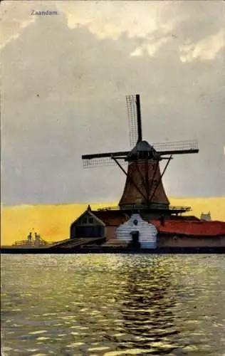 Ak Zaandam Zaanstad Nordholland, Windmühle