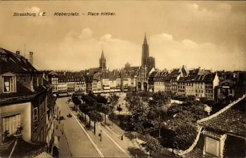 Ak Strasbourg Straßburg Elsass Bas Rhin, Place Kleber, Cathedrale