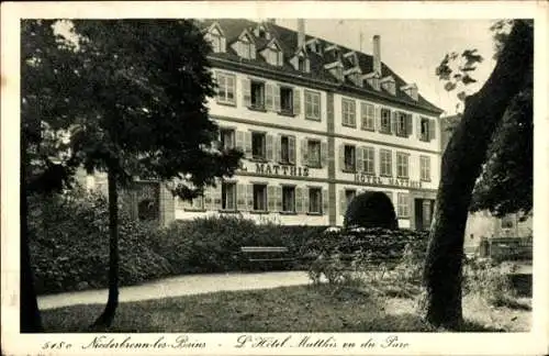 Ak Niederbronn les Bains Bad Niederbronn Elsass Bas Rhin, Hotel Matthis, Parc