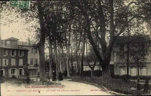 Ak Vernet les Bains Pyrénées Orientales, Le Parc de l'Etablissement