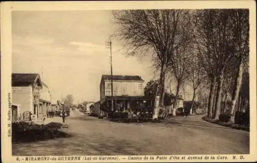 Ak Miramont-de-Guyenne Lot et Garonne, Casino de la Patte d'Oie, Avenue de la Gare