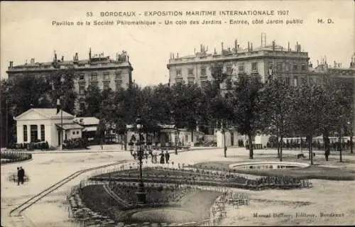 Ak Bordeaux Gironde, Exposition Maritime Internationale 1907, Pavillon de la Societe Philomathique