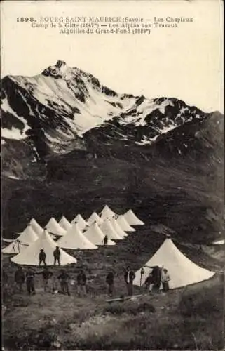 Ak Bourg Saint Maurice Savoie, Les Chapieux, Camp de la Gitte, Les Alpins aux Travaux, Grand-Fond