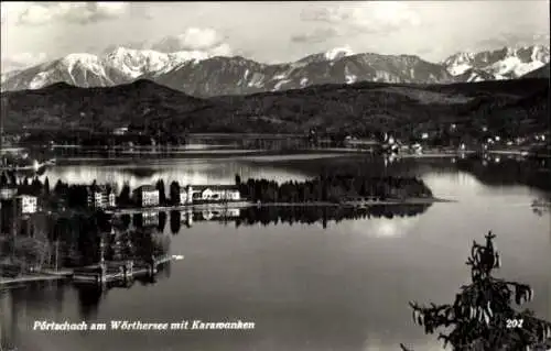 Ak Pörtschach am Wörther See Kärnten, Gesamtansicht, Karawanken