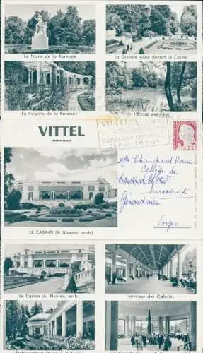 Klapp Ak Vittel Lothringen Vosges, Pergola im Rosengarten, Casino, Schwimmbad