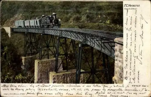 Ak Veracruz Mexiko, Eisenbahn, Viadukt