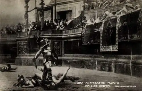 Ak Roma Rom Lazio, Römische Gladiatoren kämpfen in der Arena