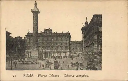 Ak Roma Rom Lazio, Piazza Colonna, Colonna Antonina