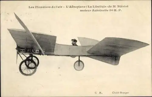 Ak Les Pionniers de l’Air, Aéroplane La Libellule, Blériot, Eindecker