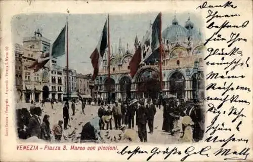 Ak Venezia Venedig Veneto, Piazza S. Marco con piccioni