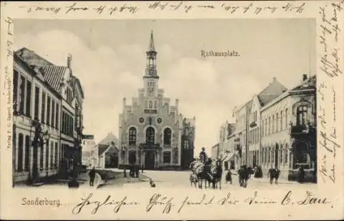 Ak Sønderborg Sonderburg Dänemark, Rathausplatz