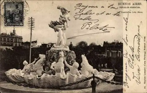 Ak Buenos Aires Argentinien, Brunnen Lola Mora