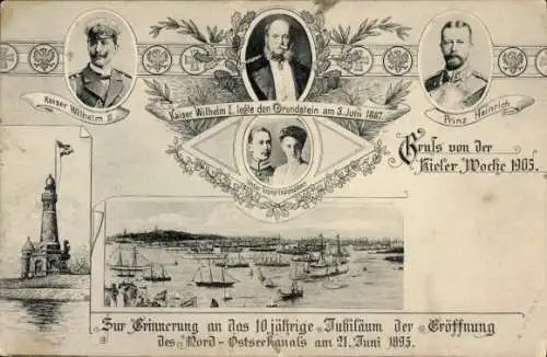 Ak Kiel in Schleswig Holstein, 10jh Jubiläum der Eröffnung des Nordostseekanals, 21. Juni 1895