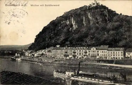 Ak Podmokly Bodenbach Děčín Tetschen an der Elbe Region Aussig, Weiher, Schäferwand, Dampfer