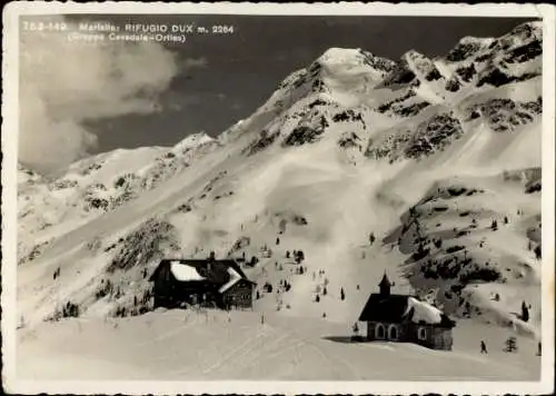 Ak Martell im Vinschgau Martello Südtirol, Rifugio Dux, Gruppo Cevedale-Orties, Schnee