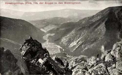 Ak Malá Úpa Kleinaupa Riesengebirge Region Königgrätz, Blick von der Schneekoppe, Riesengrund
