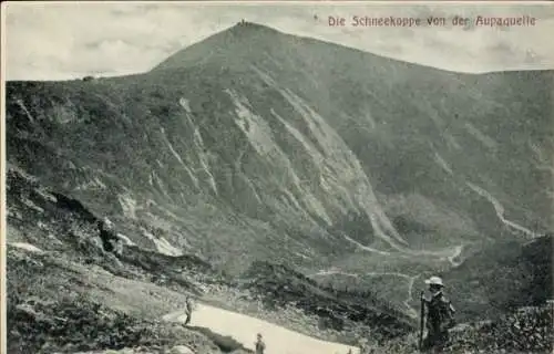 Ak Malá Úpa Kleinaupa Riesengebirge Region Königgrätz, Schneekoppe, Blick von der Aupaquelle