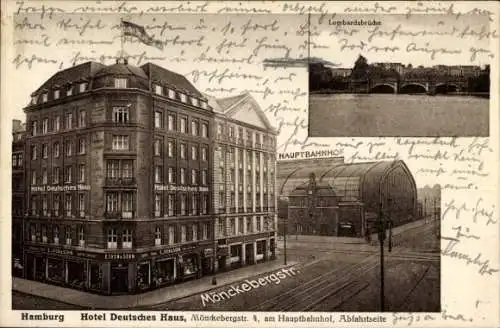 Ak Hamburg Mitte Altstadt, Hotel Deutsches Haus, Lombardsbrücke