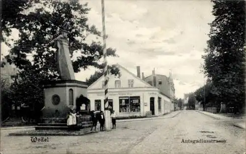 Ak Wedel an der Elbe, Ansgariusstraße, Denkmal
