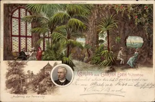 Litho Itzehoe in Holstein, Garten Eden, Palmenhain, Aufstieg zur Fernsicht, Gastwirt Müller